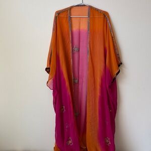 ⭐️ 3. Handmade kimono -BELLINI- Embroidered Chiffon Upcycle Cover Up